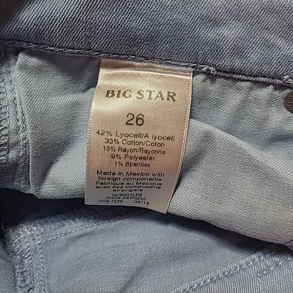 Big Star Skinny Jeans Womens Size 26 Pastel Blue Stretch Raw Hem - Picture 8 of 12